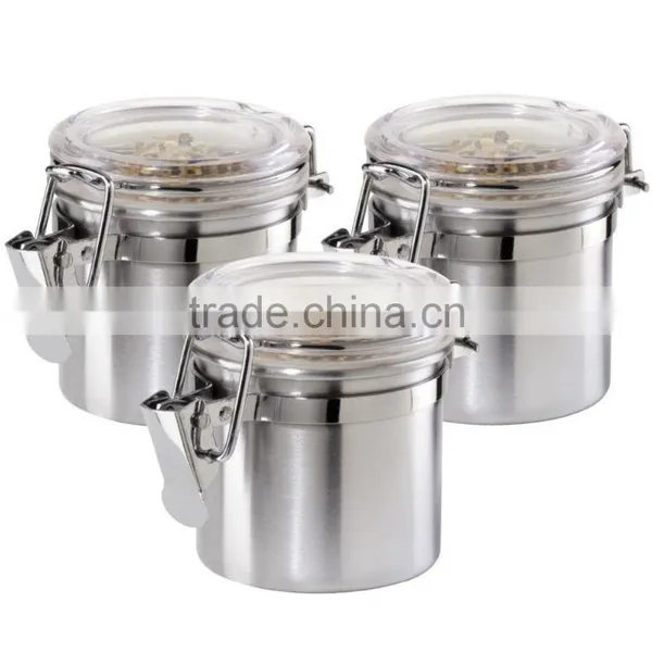 4pcs Stainless Steel Canister Set With Acrylic Lids photo-3