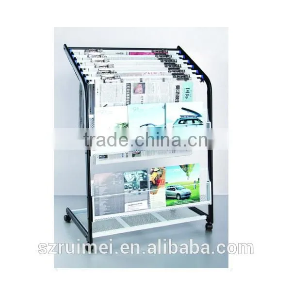 Customized Movable Free Standing Stainless Steel Newspaper Rack photo-3