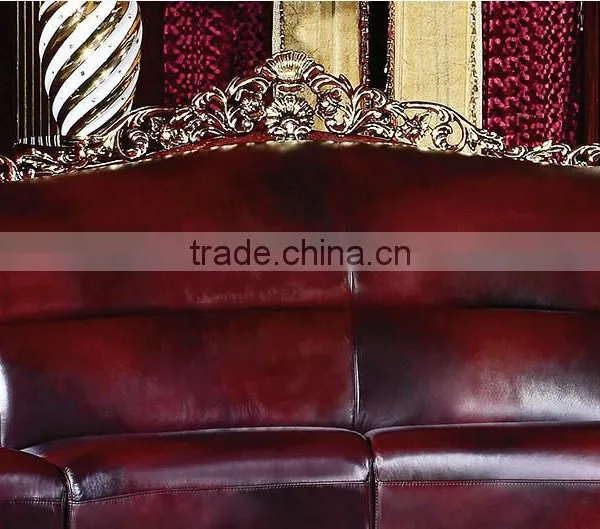 Luxurious American Style Genuine Leather Corner Sofa Set, Elegant Palace Living Room Furniture(MOQ=1 SET) photo-3