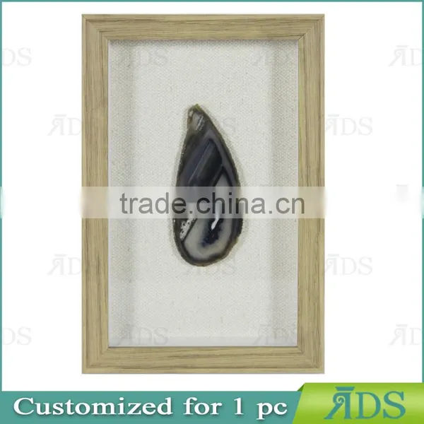 1PC Customized Shadow Box Wall Art With Color Natural Agate Stone Under Glass photo-3