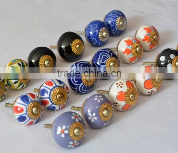 New Mix Design Hand Painted Door Ceramic Knobs photo-2