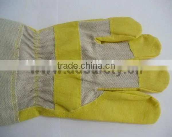 Yellow PVC Gloves White Back Working Hloves photo-4