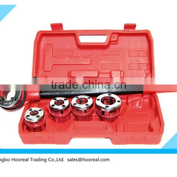 Pipe Threader Tool with Ratchet Handle and 5 Stock Dies Handheld