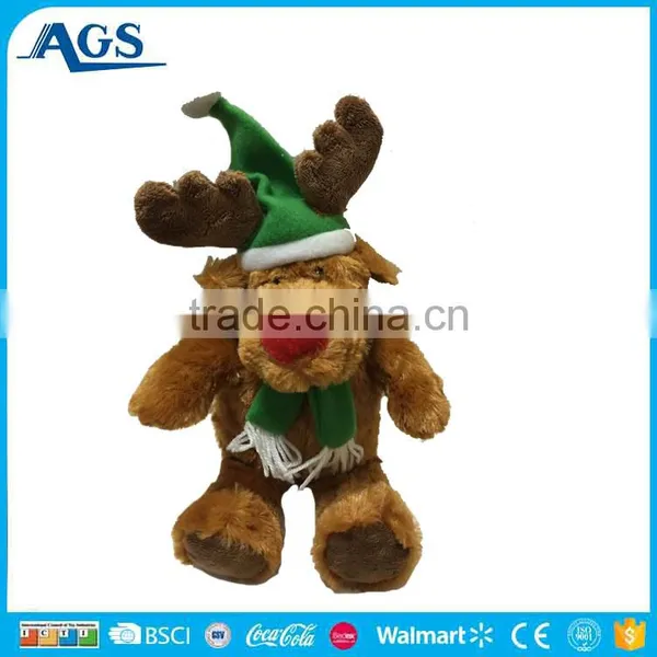 2017 New Design Christmas Plush Toy Cute Lint Brown Bear With Deer Horn photo-2