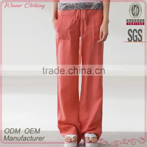 2015 Autumn Women's Garment Clothing Factory New Arrival Casual Smart Loose Fit Linen Cotton Female Trouser