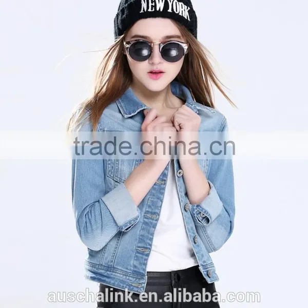 2016 Latest Korean Style Long Sleeve Designer Jean Jacket Designs Customized photo-5