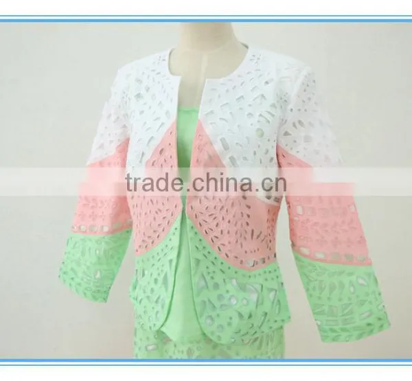 Ramie Cotton Fabric Multi Color and Embroidery Ladies Office Suit photo-2
