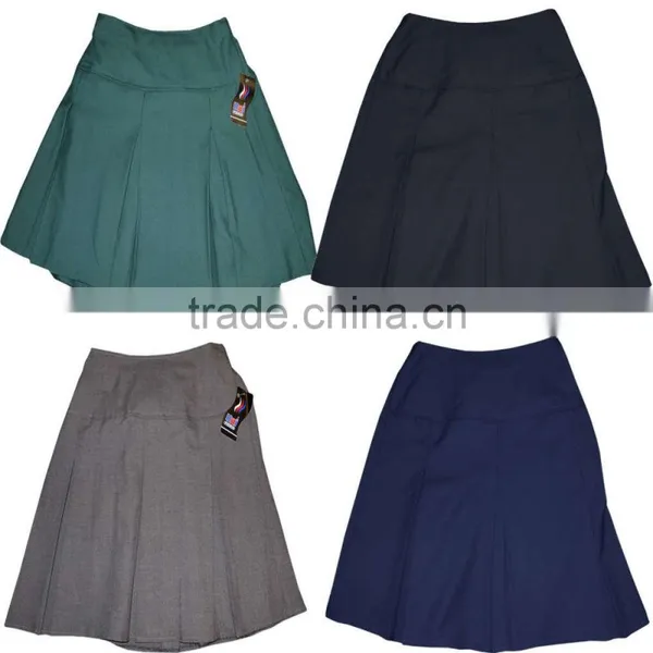 Fantastic Quality Girls Cotton Twill Khaki Bow Pocket Pleated School Uniform Skirt photo-2