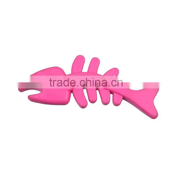TPR Wand Pet Teaser Fish Bone Fuchsia photo-2