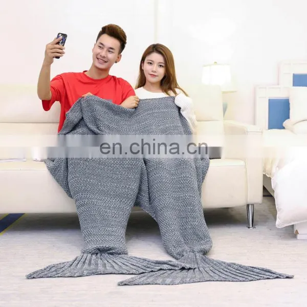 100% Acrylic Knitted Soft Mermaid Tail Blanket photo-2