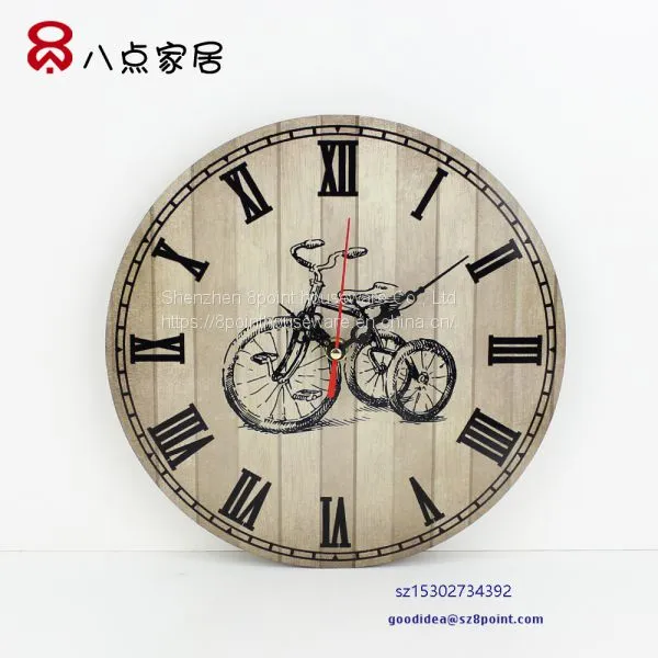 Cheap Price Round Creative Sublimation MDF Wooden Wall Clock photo-3