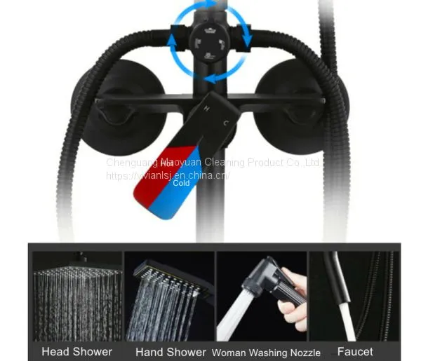Black Color Big Rainfall Shower Set Woman Shower Sprayer Bathroom Head Shower photo-4