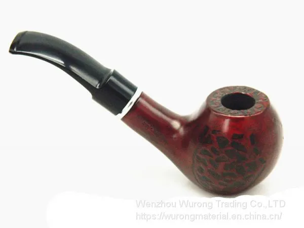 135mm Length Wooden Resin Short Tobacco Pipe With Small Black Line-dot Head for Smoking photo-3