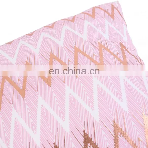 100% Cotton Geometric Wave Pink Home Indoor Decorative Square Throw Pillow Covers for Sofa Bedroom photo-4