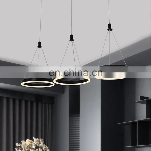 Restaurant Chandelier Three Head Simple Modern Restaurant Lamp Creative Art LED Strip Dining Room Lamp Black Table Lamp photo-2