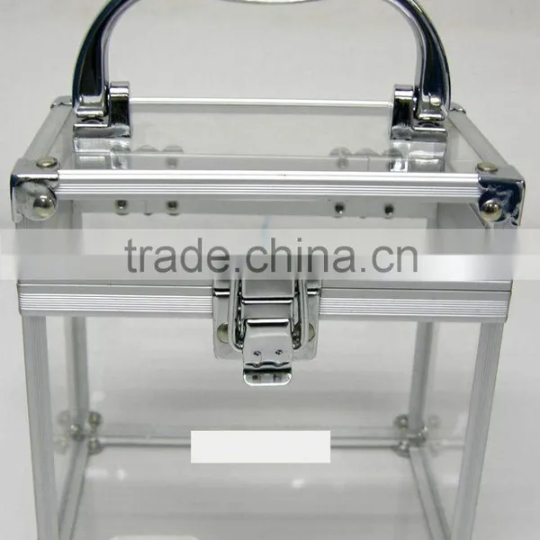 2014 Style Fashion Aluminum Jewelry Csae Acryl Jewelry Case ,transparency Plate ,aluminum Frame
