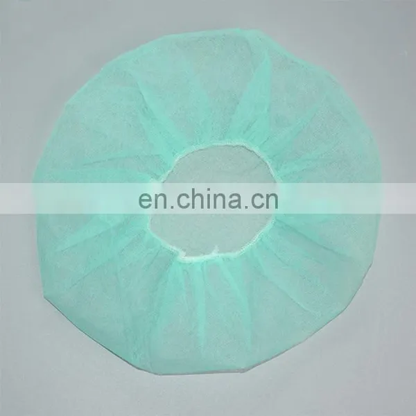 Disposable PP Nonwoven Printed Blue Green Pink Yellow White Bouffant Cap Hair Cap photo-4