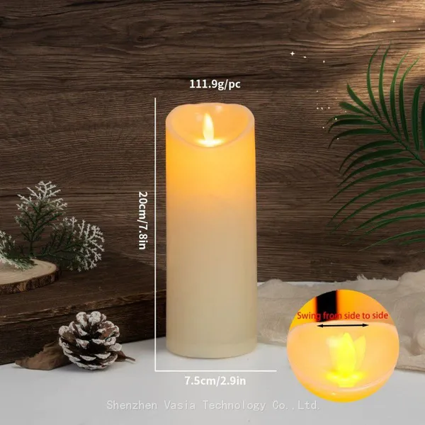 Remote Control LED Candles – Flameless, Battery Operated With Flickering Flame, Real Wax Pillars in Size Specifications Sets/Packs for Wedding Decor photo-3