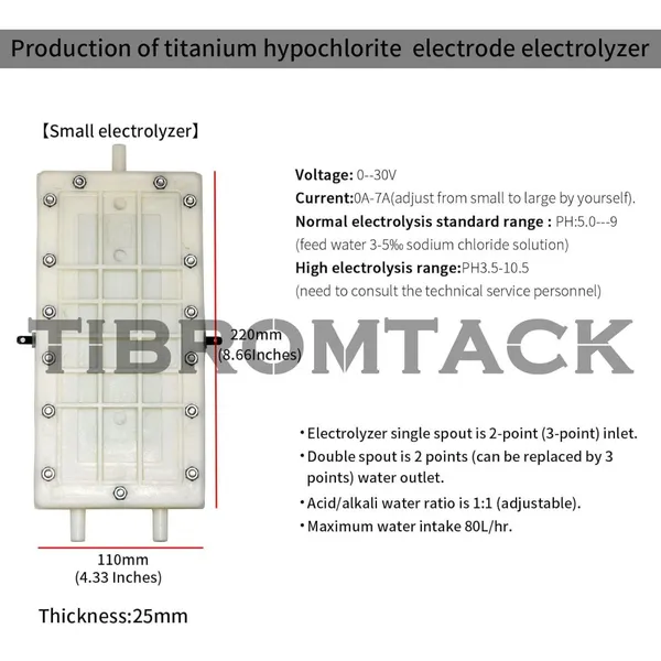 MO Titanium Electrolytic Cell for Hypochlorous Acid Generator - 3 Ru-Ir Anodes photo-4