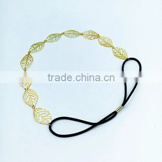 Fancy Lovely Young Women`s Gold Plated Leaves Shaped Elastic Fashion Headband photo-5