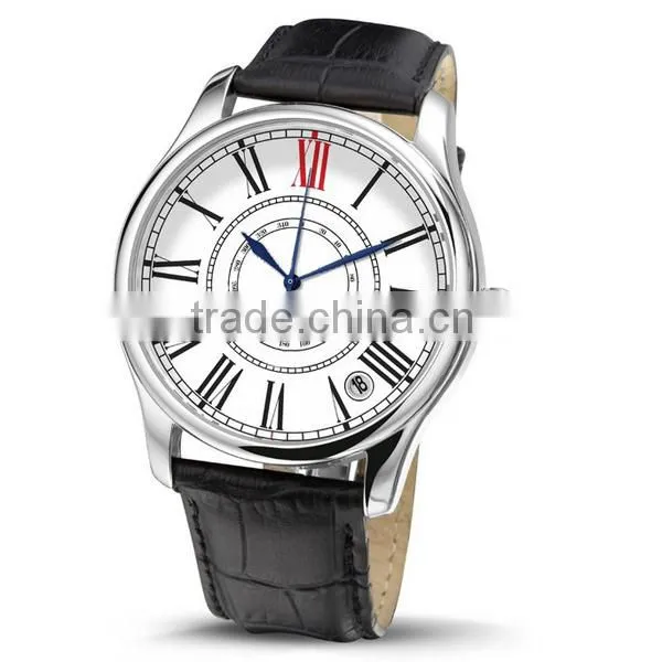 2015 Trendy Design Stainless Steel Back Water Resistant Leather Band Factory Watch photo-2
