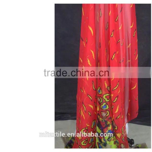 Beautiful Silk Chiffon Lurex Fabric Hot Sale Printed Silk Chiffon Fabric photo-3
