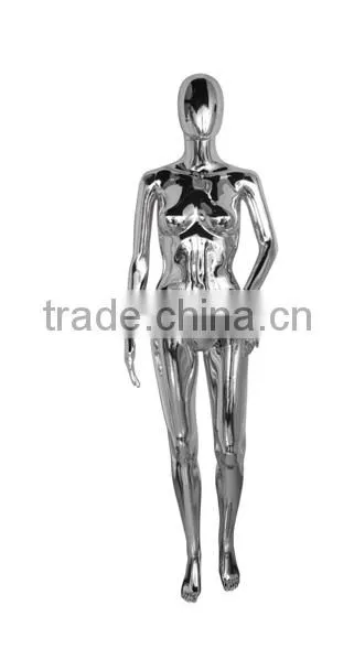 Fashion Standing Glossy Chrom Electroplating Silver Color Model Femal Mannequin Clothing Garment Display photo-2