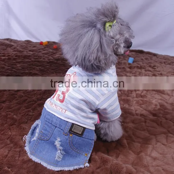 Dog Sexy Girl Clothes New Design Spring Summer Denim Dog Skirts Dog Cotton and Water Cowboy Denim Skirts Dog Apparels photo-2