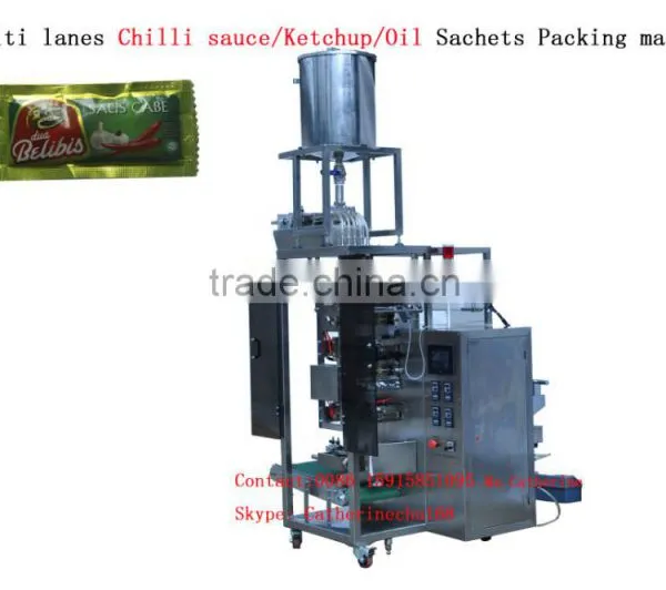 Multi Lanes Chilli Sauce/Ketchup/Oil Sachets Packing Machine