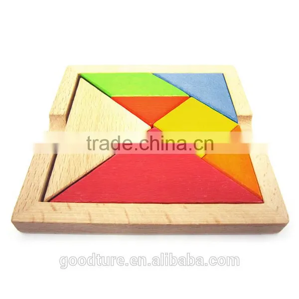2015 Hot Sale Wooden IQ Intelligent Puzzle Tangram Seven Pieces Puzzle Model Number GAD1132 photo-2