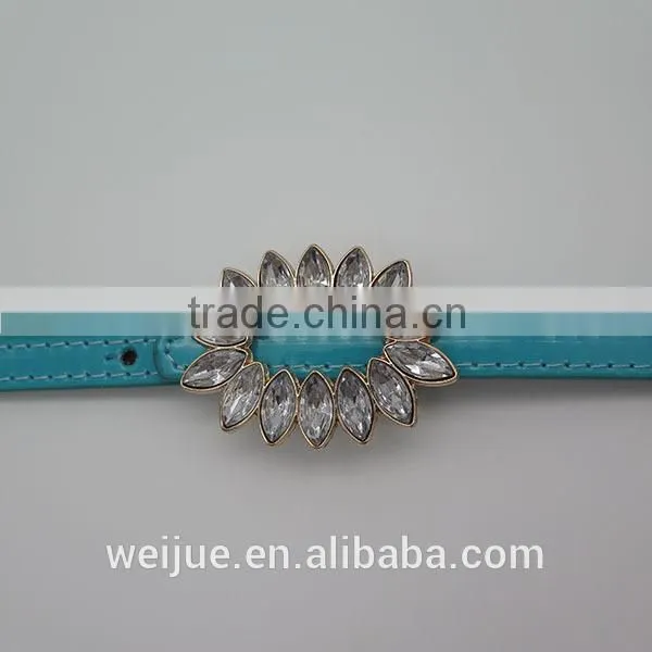 Fashion Flower Skinny Belt With Glass of Acrylic for Women photo-2