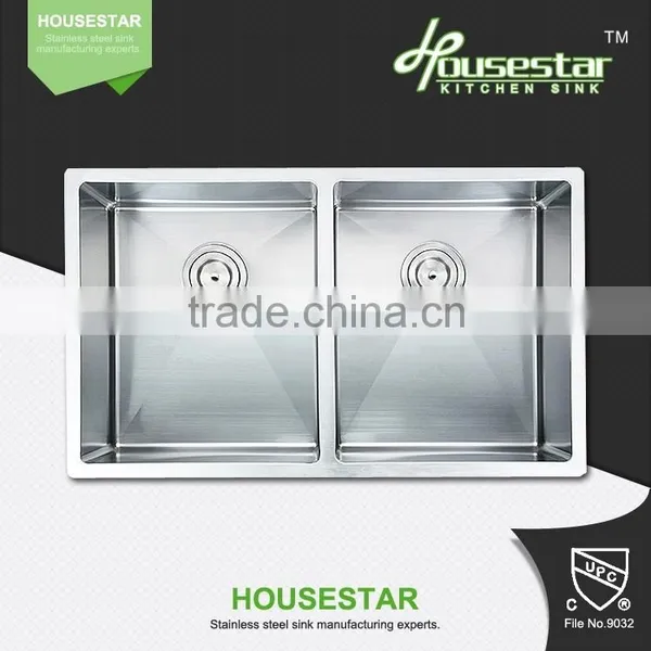 71544-3 New Product High Quality Undermount Double Bowl Handmade Stainless Steel Kitchen Wash Sink photo-5