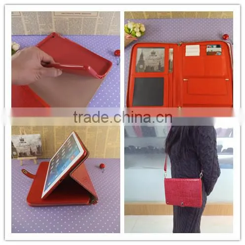 Multifunction Genuine Leather Case for Ipad Hangbag Wholesale With Stand Function photo-2