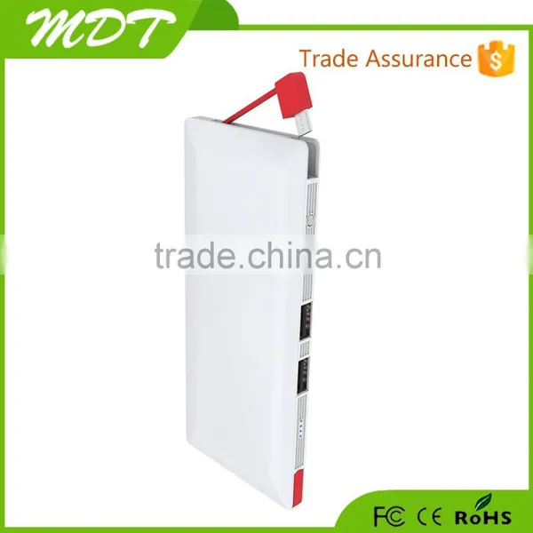 Wholesale Manufacturer Professional 10000mah Quick Charge 2.0 Built in Cable Power Bank photo-5