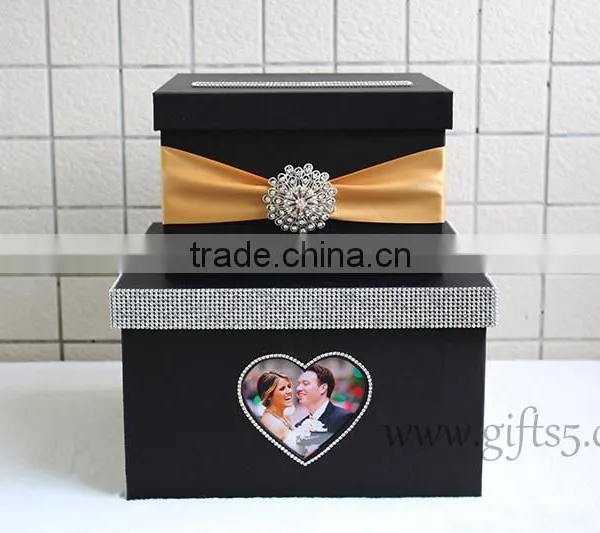 Elegant Handmade Black Wedding Cardbox With Photo Frame photo-2