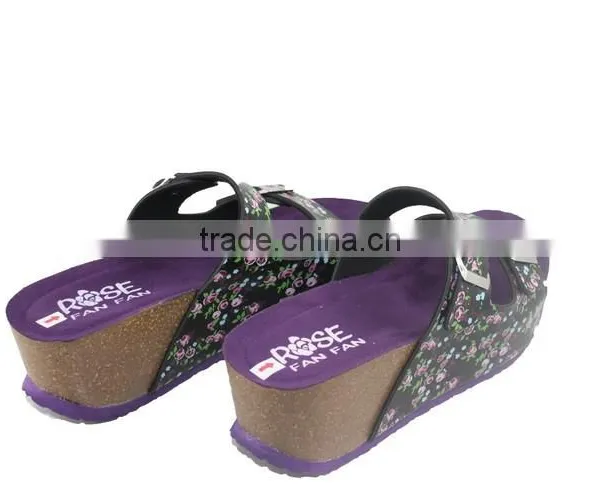 2015 Summer Leather Buckle Cork Outsole Ladies Fancy Sandal photo-5