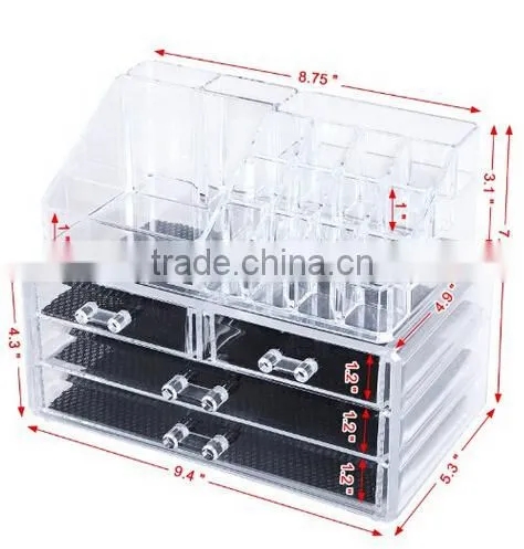 Wholesale Four Drawers Acrylic Makeup Organizer With Handle/Cosmetic Acrylic Storage Organizer photo-2
