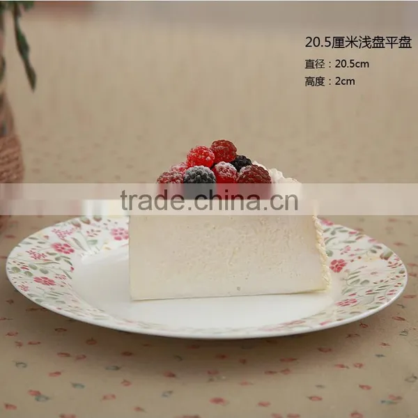Porcelain Flat Plates/Serving Platters With Flower , Round&Elegant, White photo-6