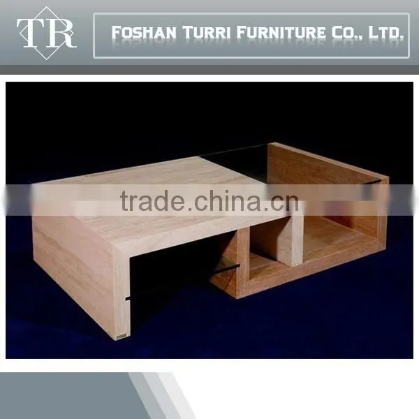 Modern Square Travertine With Tempered Glass Surface Center Table photo-2
