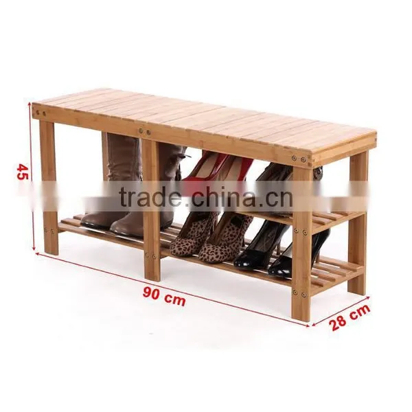 2 Tier Natural Bamboo Shoe Rack for Home Decoration photo-2