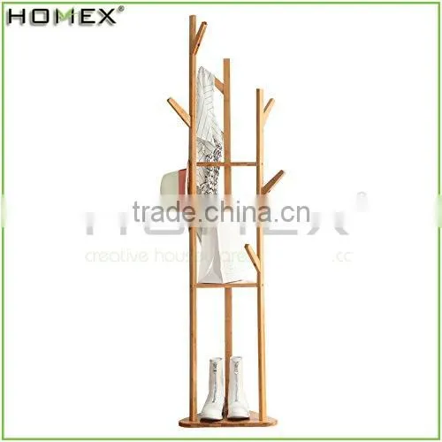 Bamboo Coat Rack Tree Peg Rack/Clothing and Garment Hanging Stand/Homex_FSC/BSCI Factory