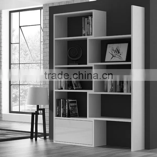 2016 New 4-Tier Extendable Bookshelf System MDF Wood Bookcase With Drawer Organizer From Living Room Movable Bookshelf photo-5
