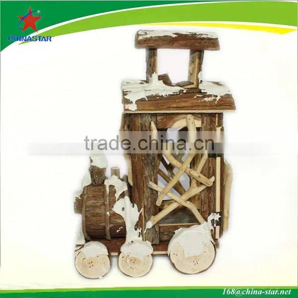 Wooden Lantern With Train Shaped and Wheels
