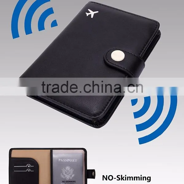 Black Hot Selling Genuine Leather Rfid Travel Passport Holder photo-3