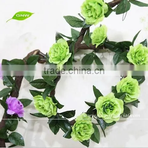 GNW FLV010 Artificial Rose Vines Flower Garland Variety Styles for Wedding Decoration photo-4