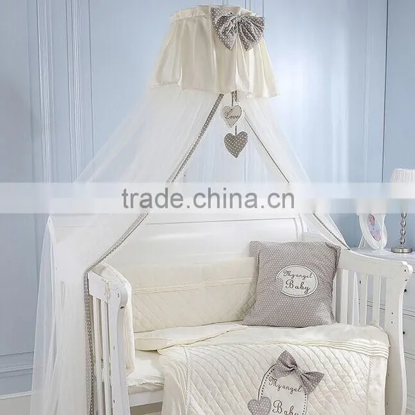 Elegant Beige and Grey Soft Mosquito Net With Bow Bed Crown for Baby Crib BF11-08023b photo-2
