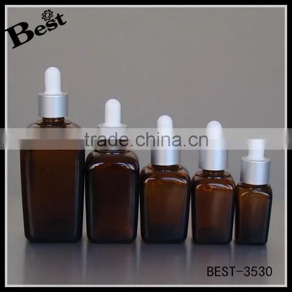 All Size Square Amber Essential Oil Glass Bottle Dropper Cap Essential Oil Bottle Glass Dropper photo-2