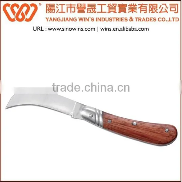 A22090 Stainless Steel Single Blade Folding Knife Curved Pocket Knife With Wooden Handle photo-2
