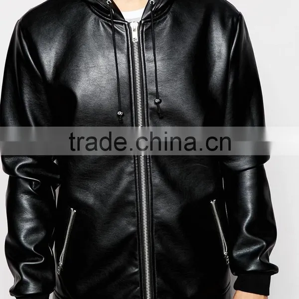 Hood Style Leather Jacket photo-3