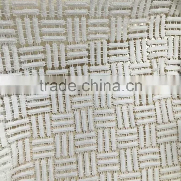 Milk Cream Polyster Chemical Guipure Embroidery Mesh Lace Fabric